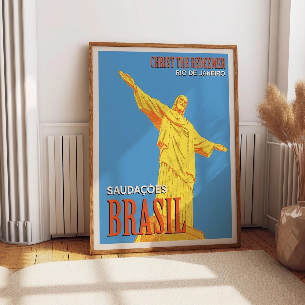 Christ The Redeemer Rio De Janeiro Poster - Saudações Brasil Art Print
